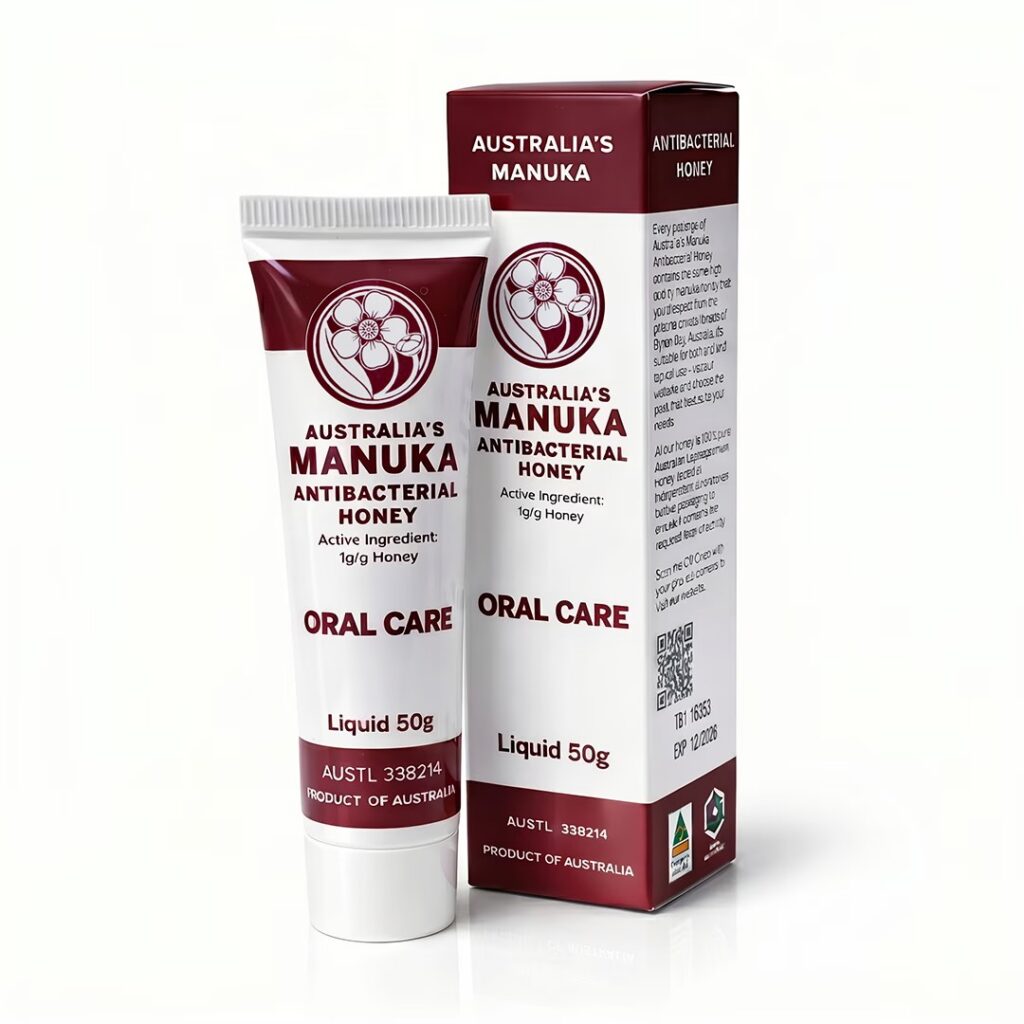 Australias Manuka Oral Care 50g tube and box