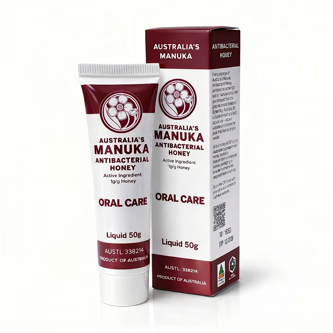 Australias Manuka Oral Care 50g tube and box